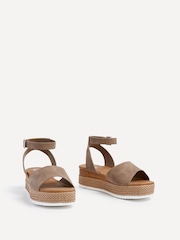 Linzi Nude Wide Fit Shore Wedges With Cork Detail And Ankle Strap - Image 3 of 5