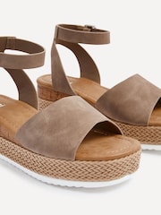 Linzi Nude Wide Fit Shore Wedges With Cork Detail And Ankle Strap - Image 4 of 5