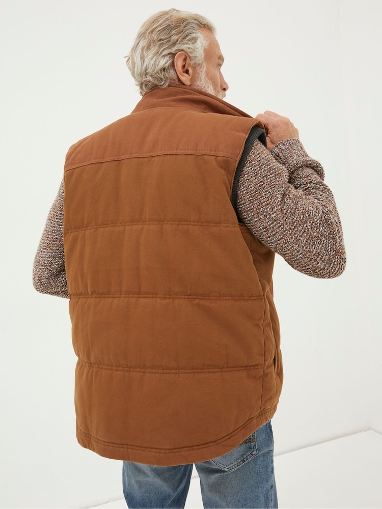 FatFace Brown Canvas Gilet - Image 2 of 7