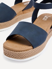 Linzi Blue Wide Fit Shore Wedges With Cork Detail And Ankle Strap - Image 4 of 5