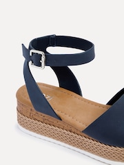 Linzi Blue Wide Fit Shore Wedges With Cork Detail And Ankle Strap - Image 5 of 5