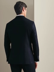 Charles Tyrwhitt Blue Navy Mocha Flannel Slim Fit Plain Suit Jacket - Image 3 of 6