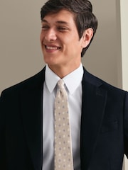 Charles Tyrwhitt Blue Navy Mocha Flannel Slim Fit Plain Suit Jacket - Image 6 of 6