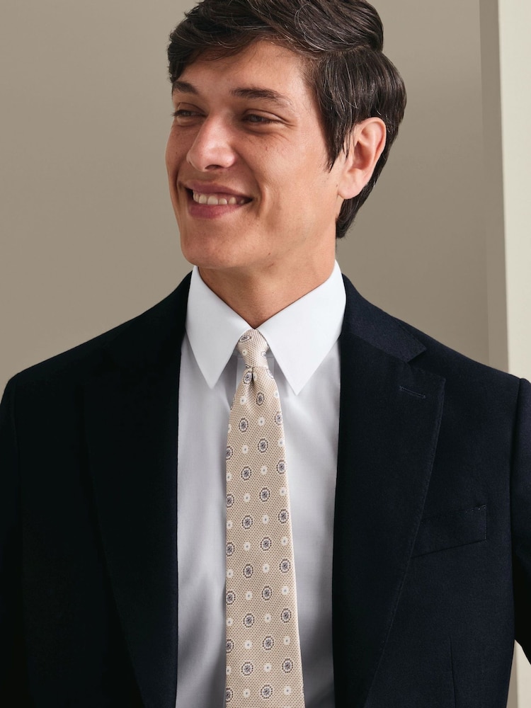 Charles Tyrwhitt Blue Navy Mocha Flannel Slim Fit Plain Suit Jacket - Image 6 of 6 Charles Tyrwhitt Blue Navy Mocha Flannel Slim Fit Plain Suit Jacket - Image 6 of 6