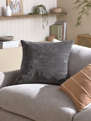 Charcoal Grey 59 x 59cm Soft Velour Cushion - Image 1 of 7