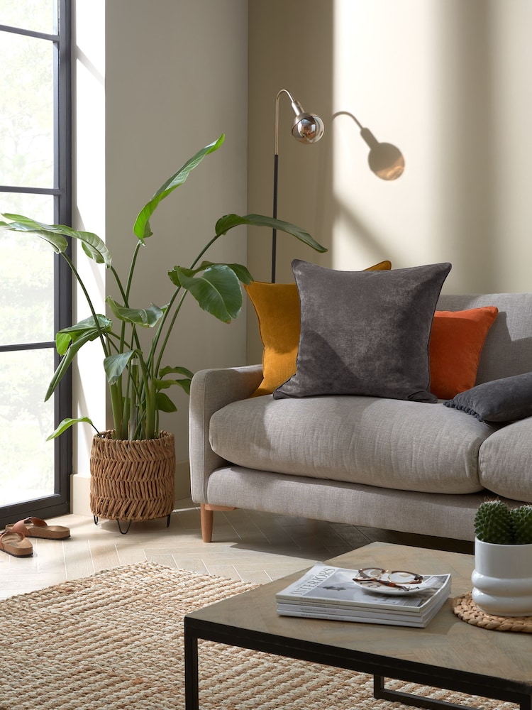 Charcoal Grey 59 x 59cm Soft Velour Cushion - Image 2 of 7