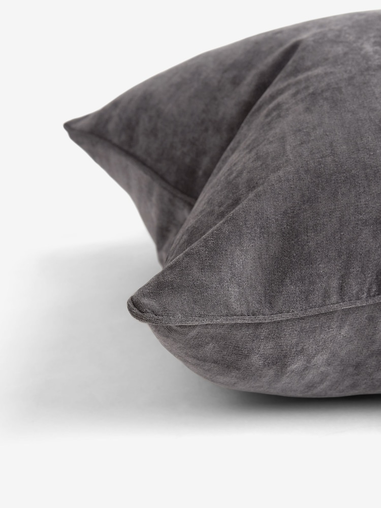 Charcoal Grey 59 x 59cm Soft Velour Cushion - Image 7 of 7