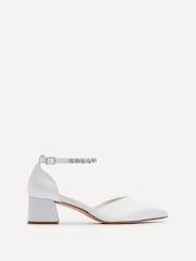Linzi Ivory Bridal Jordanna Low Block Court Heels With Embellished Ankle Strap - Image 2 of 5