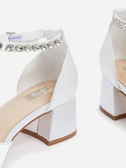 Linzi Ivory Bridal Jordanna Low Block Court Heels With Embellished Ankle Strap - Image 4 of 5