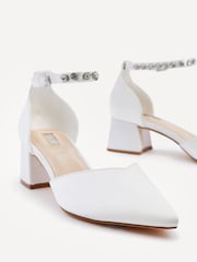 Linzi Ivory Bridal Jordanna Low Block Court Heels With Embellished Ankle Strap - Image 5 of 5