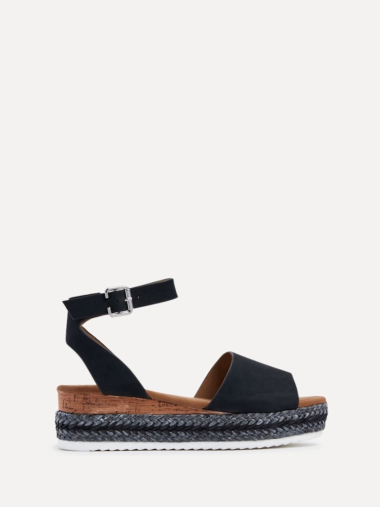 Linzi Black Wide Fit Arizona Espadrille Flatform Shoes With Plaited Sole - Image 2 of 5