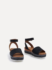 Linzi Black Wide Fit Arizona Espadrille Flatform Shoes With Plaited Sole - Image 3 of 5