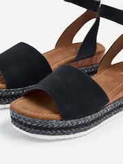 Linzi Black Wide Fit Arizona Espadrille Flatform Shoes With Plaited Sole - Image 4 of 5