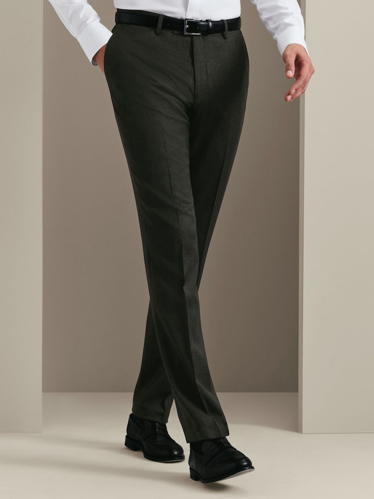 Grön - Charles Tyrwhitt Flannel Slim Fit Plain Suit Trousers - Bild 2 av 4