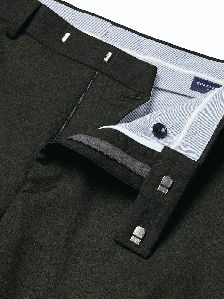 Grön - Charles Tyrwhitt Flannel Slim Fit Plain Suit Trousers - Bild 4 av 4