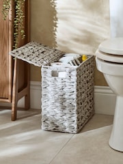 Grey Plastic Wicker Storage Basket - Image 1 of 10