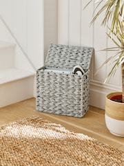 Grey Plastic Wicker Storage Basket - Image 2 of 10