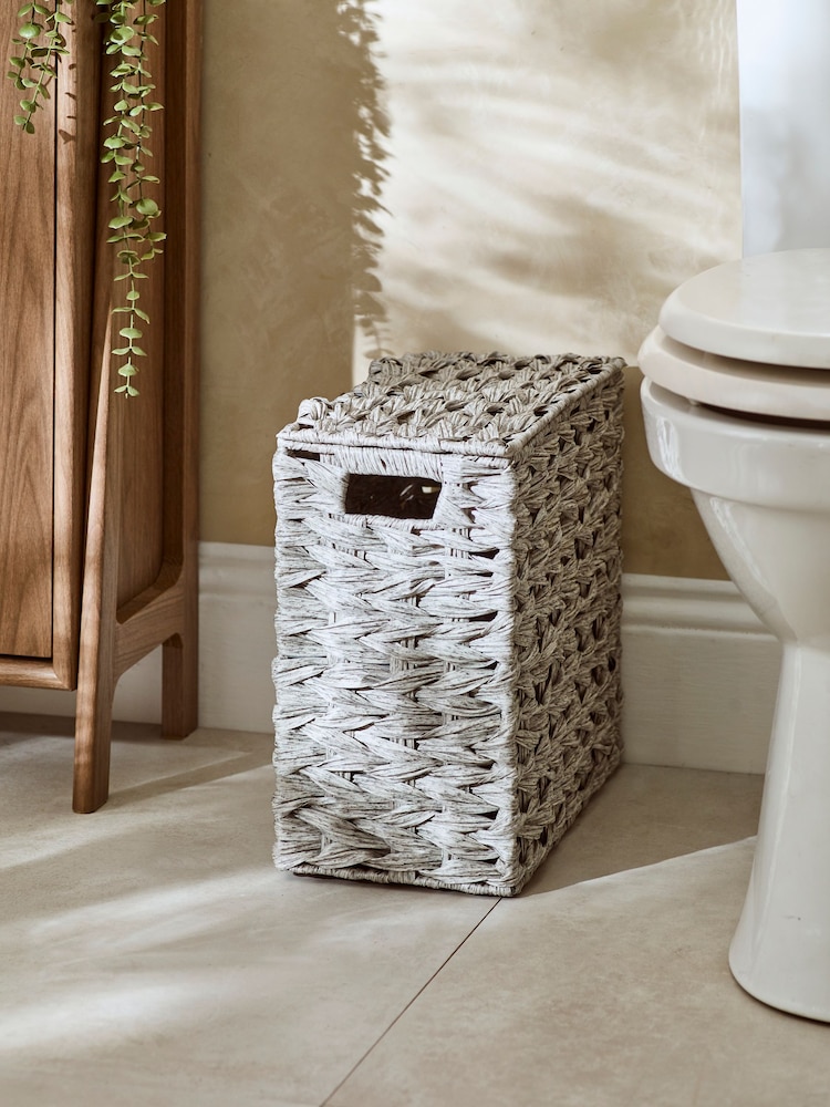 Grey Plastic Wicker Storage Basket - Image 5 of 10