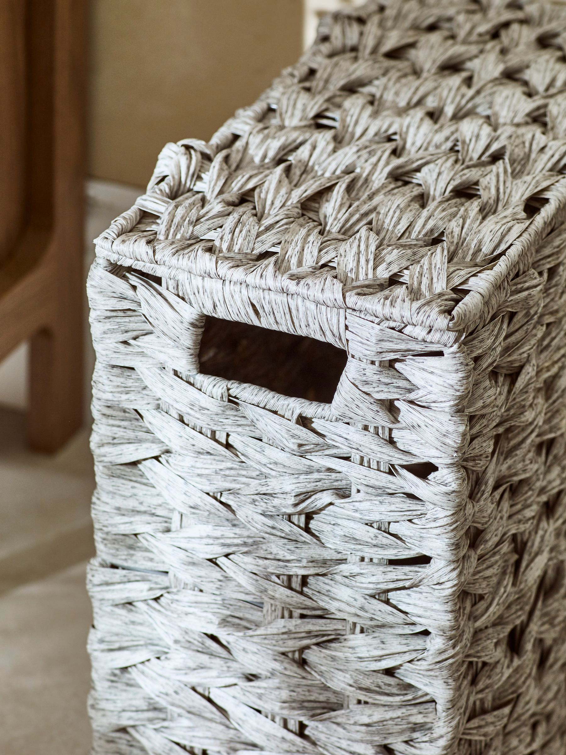 NEXT Grey Plastic Wicker Storage Basket 74x46x18cm ONE Adult