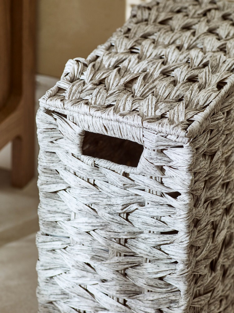 Grey Plastic Wicker Storage Basket - Image 6 of 10