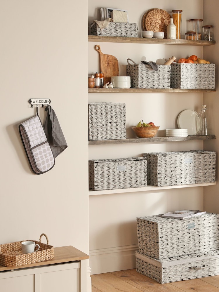 Grey Plastic Wicker Storage Basket - Image 7 of 10