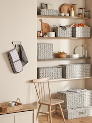 Grey Plastic Wicker Storage Basket - Image 8 of 10