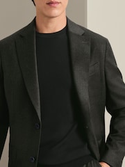 Charles Tyrwhitt Green Mocha Flannel Slim Fit Plain Suit Jacket - Image 2 of 6