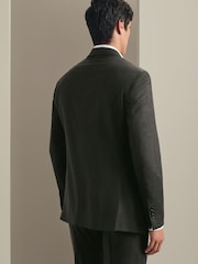 Charles Tyrwhitt Green Mocha Flannel Slim Fit Plain Suit Jacket - Image 3 of 6