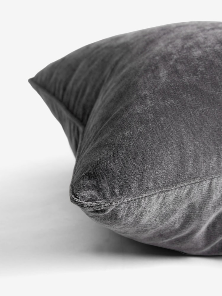 Charcoal Grey 45 x 45cm Soft Velour Cushion - Image 5 of 5
