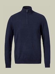 Bleumarin albastru - Pulover cu fermoar din cașmir Denim Charles Tyrwhitt - Imaginea 5 din 5