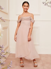 Lipsy Light Pink Cold Shoulder Maxi Occasion Dress (10-16yrs) - Image 3 of 4