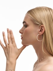 The Diamond Store White Eden 4mm Round Pearl and Lab Diamond 3 Stone Ring in Sterling Silver - Image 1 of 7