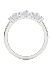 The Diamond Store White Eden 4mm Round Pearl and Lab Diamond 3 Stone Ring in Sterling Silver - Image 2 of 7
