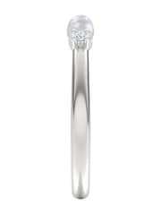 The Diamond Store White Eden 4mm Round Pearl and Lab Diamond 3 Stone Ring in Sterling Silver - Image 3 of 7