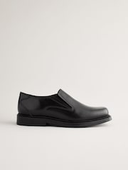 Black Square Toe School Leather Loafers - Image 2 of 6