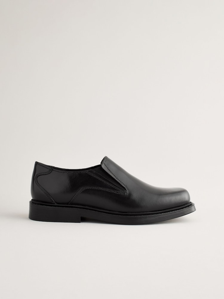 Black Square Toe School Leather Loafers - Image 2 of 6
