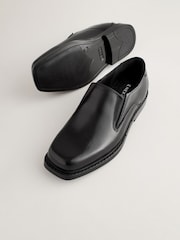 Black Square Toe School Leather Loafers - Image 3 of 6