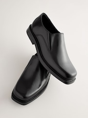 Black Square Toe School Leather Loafers - Image 5 of 6