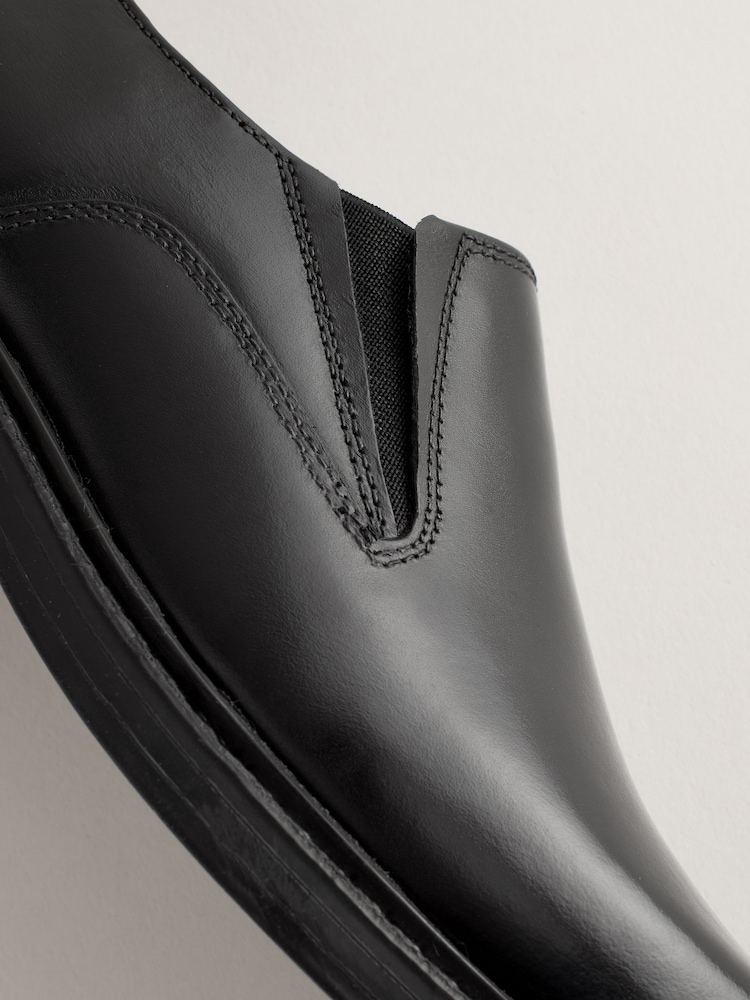 Black Square Toe School Leather Loafers - Image 6 of 6