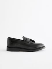 Black School Leather Saddle Loafers - Image 1 of 4