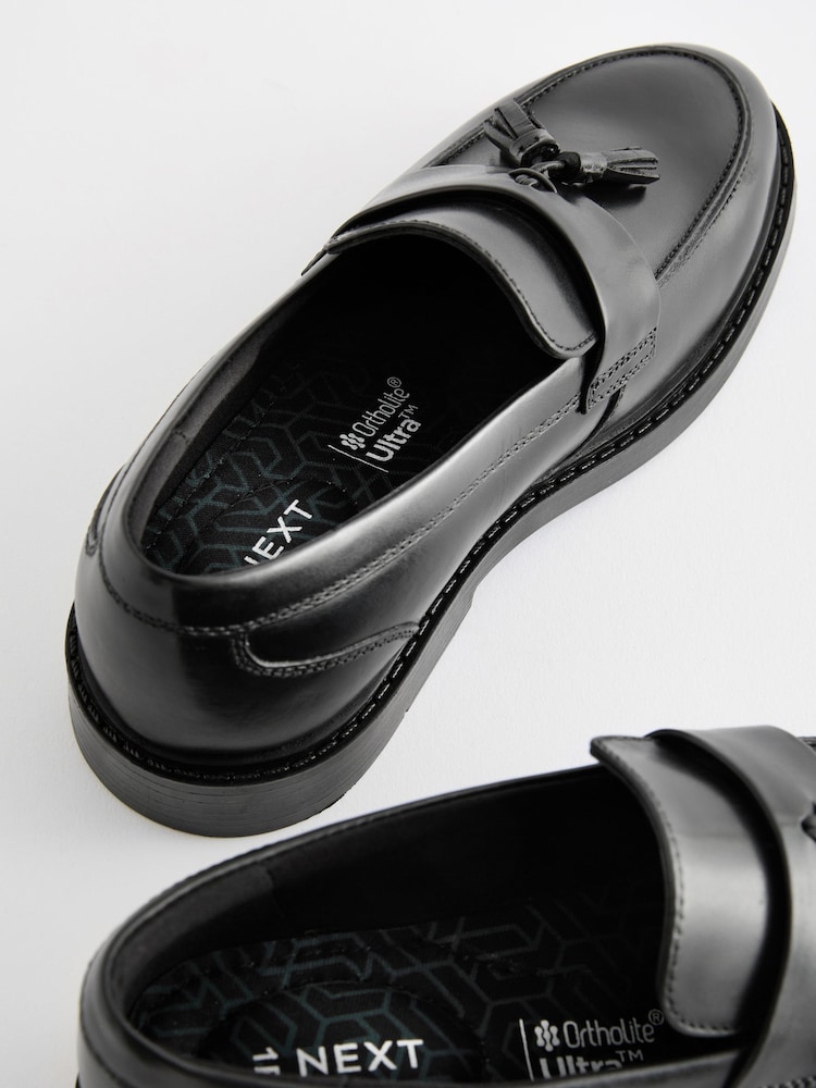Black School Leather Saddle Loafers - Image 4 of 4 Black School Leather Saddle Loafers - Image 4 of 4