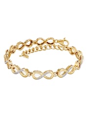 The Diamond Store Gold Tone Infinity Love 0.05ct Lab Diamond Link Bracelet in 18K Vermeil - Image 4 of 8