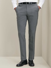 Gris - Pantalones de lana de alto rendimiento de corte ajustado de Charles Tyrwhitt - Imagen 1 de 6