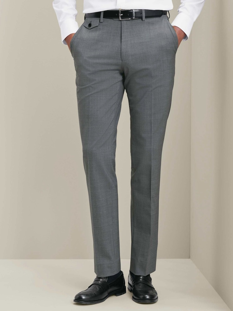 Gris - Pantalones de lana de alto rendimiento de corte ajustado de Charles Tyrwhitt - Imagen 1 de 6 Gris - Pantalones de lana de alto rendimiento de corte ajustado de Charles Tyrwhitt - Imagen 1 de 6