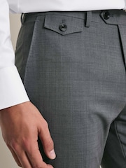 Gris - Pantalones de lana de alto rendimiento de corte ajustado de Charles Tyrwhitt - Imagen 4 de 6