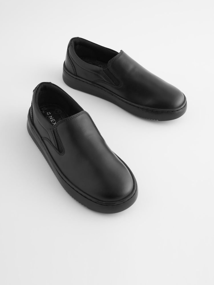 Schwarz - Slip-On-Lederschuhe für die Schule - Bild 1 von 7 Schwarz - Slip-On-Lederschuhe für die Schule - Bild 1 von 7