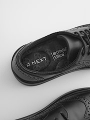 črna - črna Leather gležnjar z luknjičastim vzorcem in vezalkami na vezalke; z vezalkami čevlji za šolo - Slika 4 iz 6