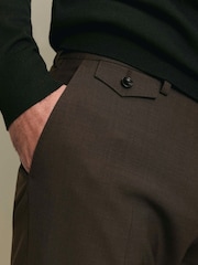 Marrón - Pantalones de lana de alto rendimiento de corte ajustado de Charles Tyrwhitt - Imagen 3 de 6