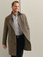 Neutralna boja - Charles Tyrwhitt Pure Vuna Visoki okovratnik Kaput - Slika 1 od 6