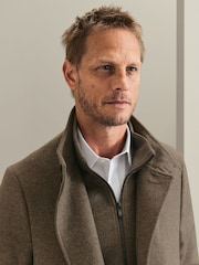 Neutralna boja - Charles Tyrwhitt Pure Vuna Visoki okovratnik Kaput - Slika 4 od 6